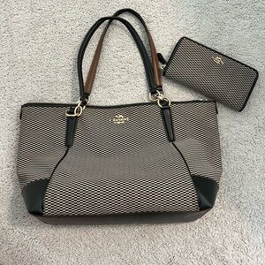 Coach Brown and Crean checkered ish Purse and matching wallet